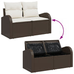 2-Sitzer Garten Sofa mit Stauraum & Kissen in Braun aus Poly Rattan