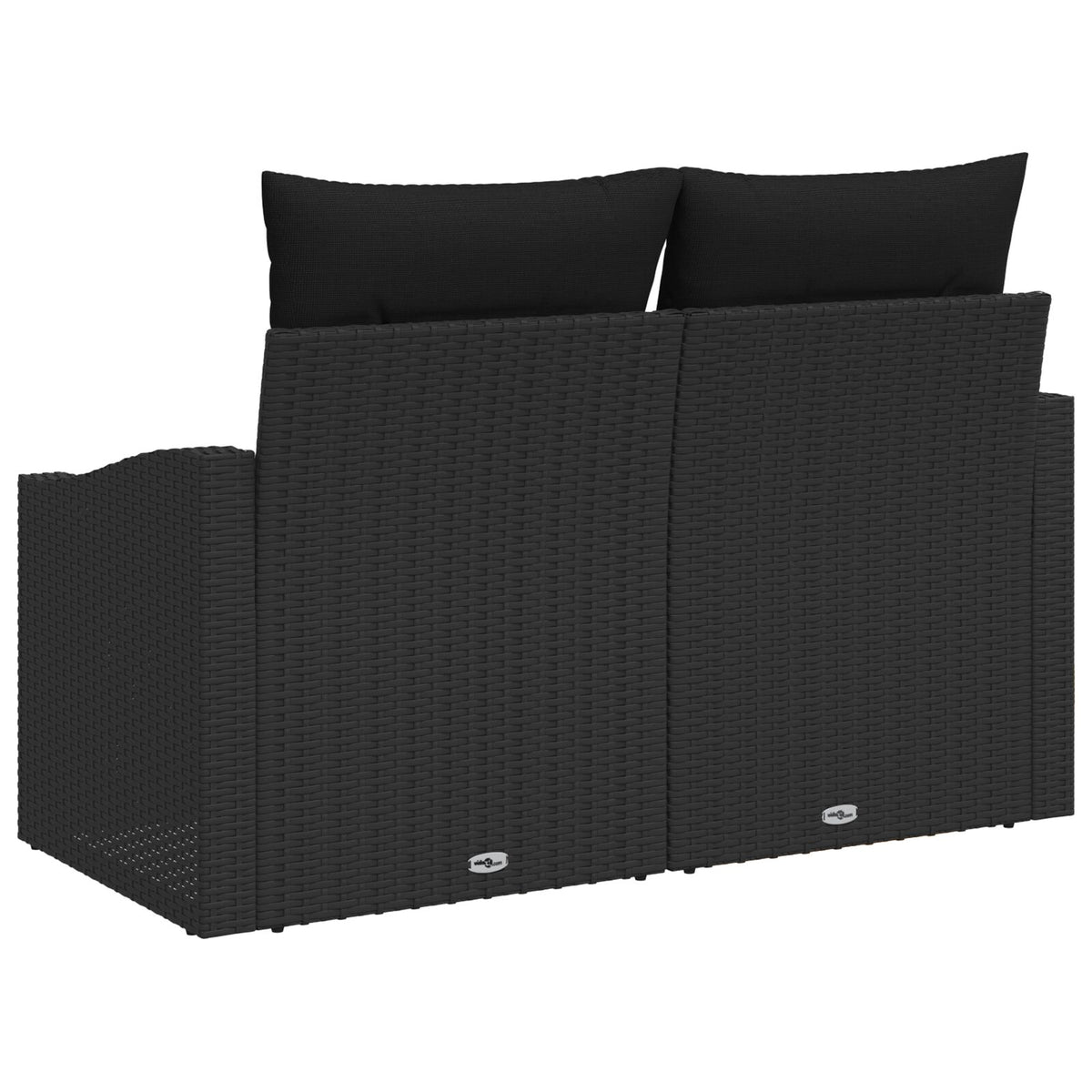2-Sitzer Gartensofa mit Stauraum & Kissen Schwarz Poly Rattan