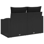2-Sitzer Gartensofa mit Stauraum & Kissen Schwarz Poly Rattan