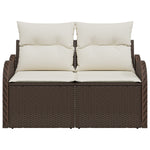 2-Sitzer Garten-Sofa mit Stauraum & Kissen Braun Poly-Rattan