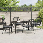 5-teilige Garten-Essgruppe mit Kissen Schwarz Poly-Rattan