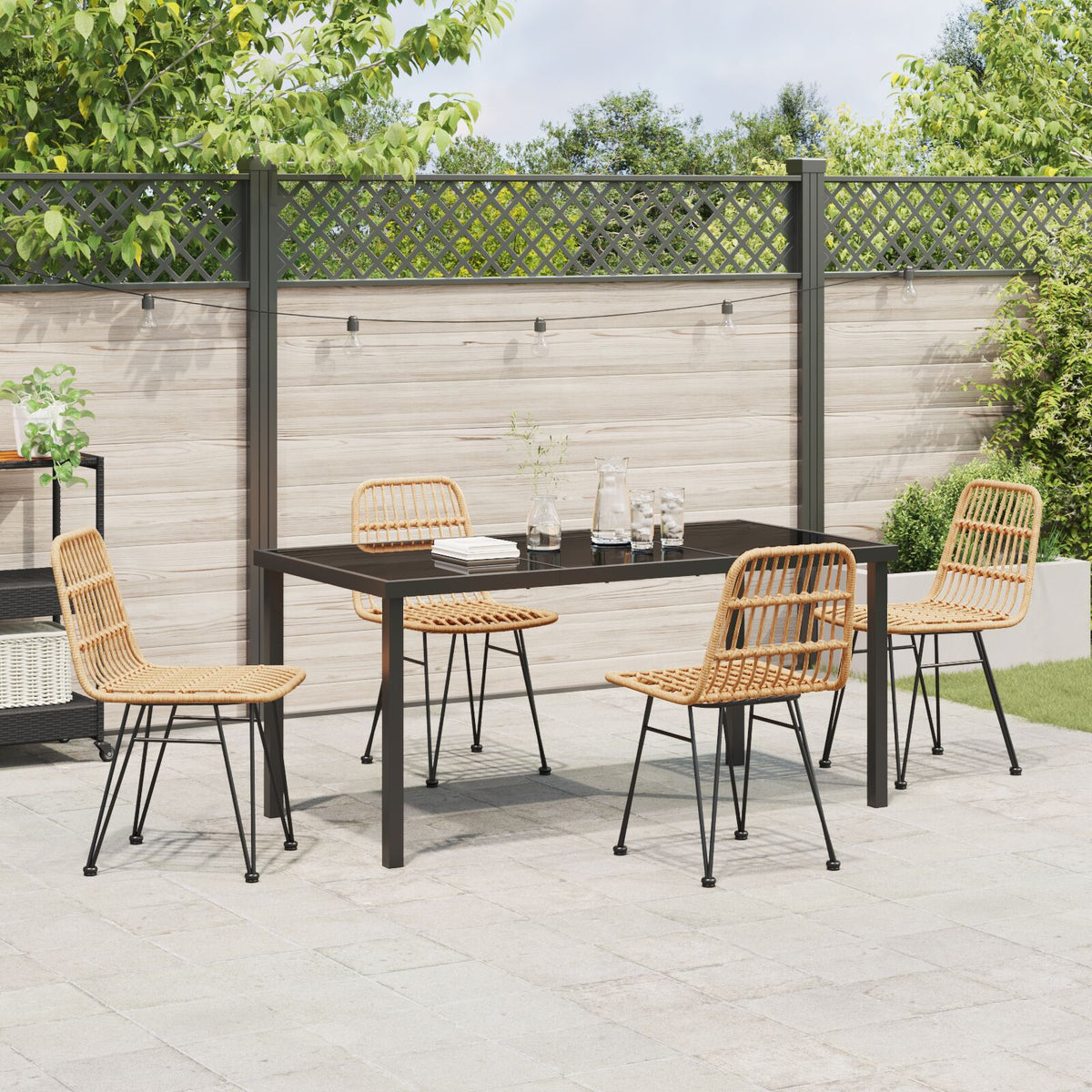 5-teiliges Garten-Essgruppe Braun Poly Rattan