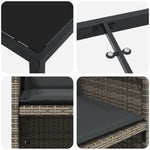 5-teiliges Garten-Essgruppen-Set mit Kissen Grau Poly Rattan