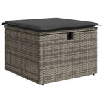 9-teilige Garten Essgruppe mit Kissen Grau Poly Rattan Akazie