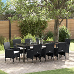 9-teilige Garten-Essgruppe Schwarz Poly-Rattan