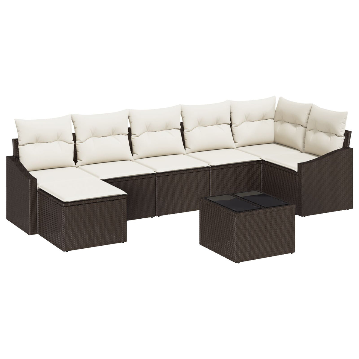 7-teiliges Garten Essgruppe mit Kissen Grau Poly Rattan