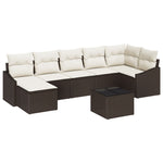 7-teiliges Garten Essgruppe mit Kissen Grau Poly Rattan