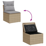 7-teiliges Garten Essgruppe mit Kissen Beige Poly Rattan