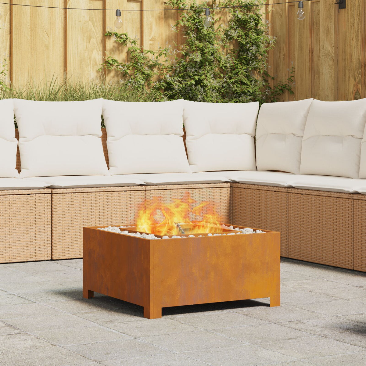 Feuerstelle Quadrat 60x60x30 cm Wetterstahl