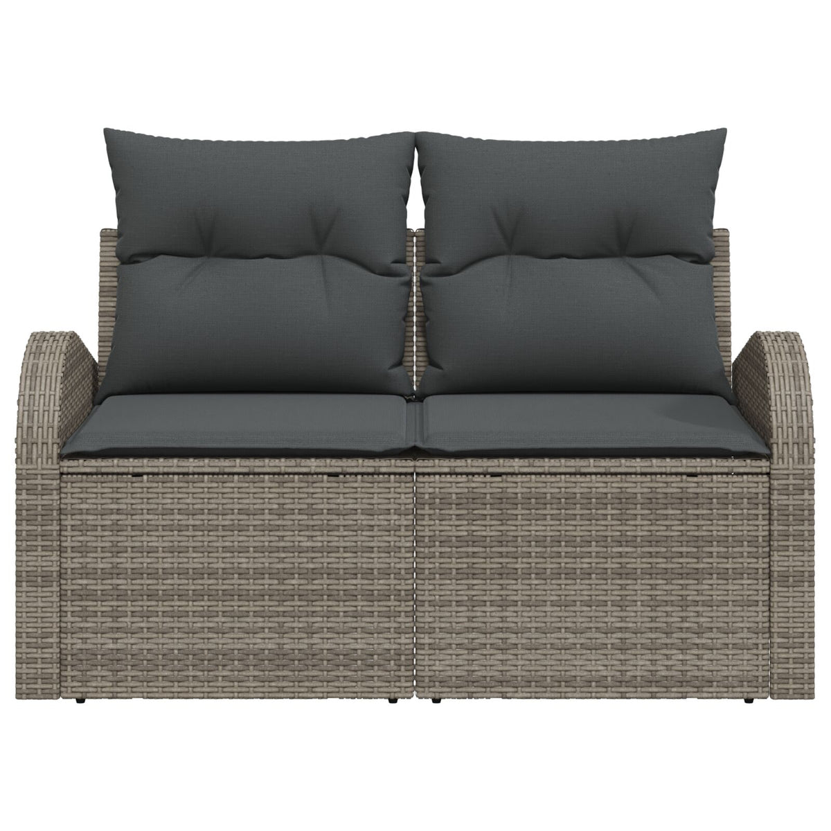 2-Sitzer Garten Sofa mit Stauraum & Kissen Grau Poly Rattan