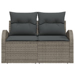2-Sitzer Garten Sofa mit Stauraum & Kissen Grau Poly Rattan