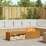 Feuerstelle mit Holzlager 160x45x35 cm Wetterfester Stahl