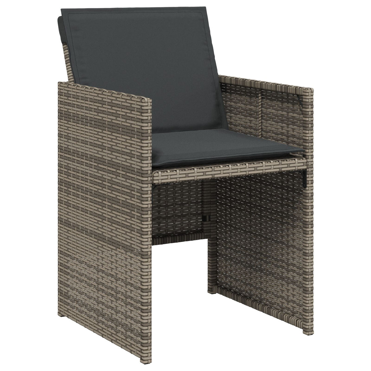 5-teiliges Garten-Essgruppen-Set mit Kissen Grau Poly-Rattan