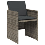 5-teiliges Garten-Essgruppen-Set mit Kissen Grau Poly-Rattan