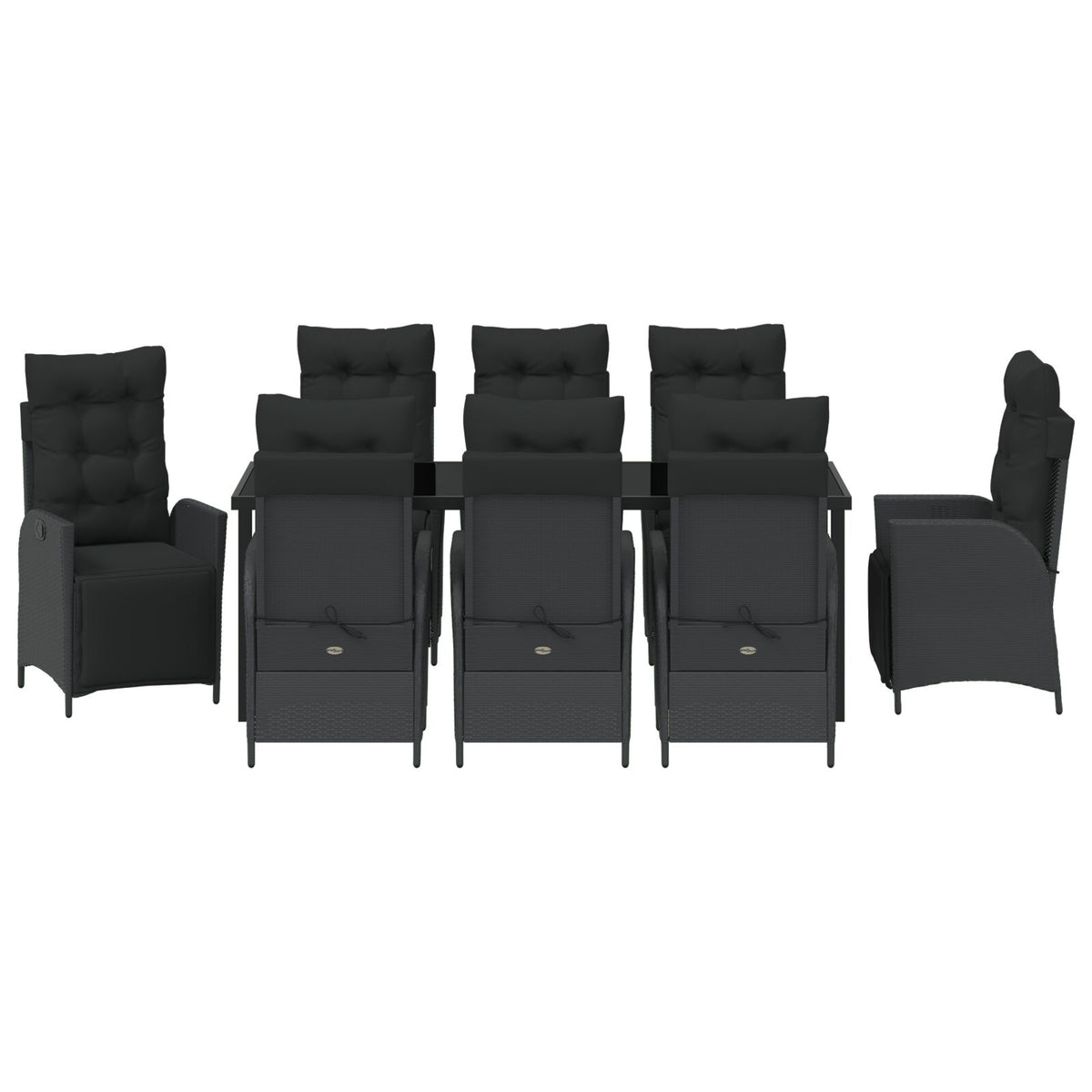 9-teiliges Garten-Essgruppe Schwarz Poly-Rattan