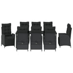 9-teiliges Garten-Essgruppe Schwarz Poly-Rattan