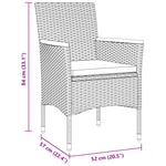 3-teiliges Garten-Essgruppen-Set Graues Poly-Rattan