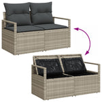 2-Sitzer Garten Sofa mit Stauraum und Kissen Grau Poly Rattan