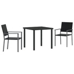 3-teiliges Garten-Essgruppen-Set Schwarz Poly-Rattan
