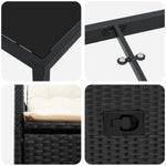 9-teiliges Garten-Essgruppe mit Kissen, schwarzes Poly-Rattan