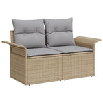 2-Sitzer Garten-Sofa mit Kissen Beige Poly Rattan