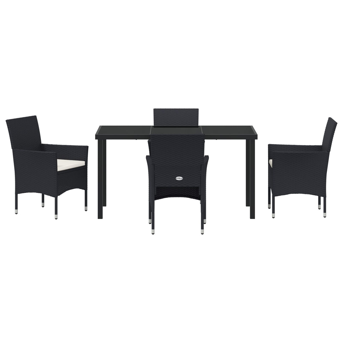 5-teilige Garten-Essgruppe Schwarz Poly-Rattan