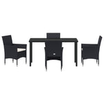 5-teilige Garten-Essgruppe Schwarz Poly-Rattan