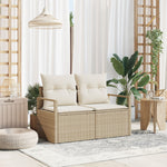 2-Sitzer Garten Sofa mit Kissen Beige Poly Rattan