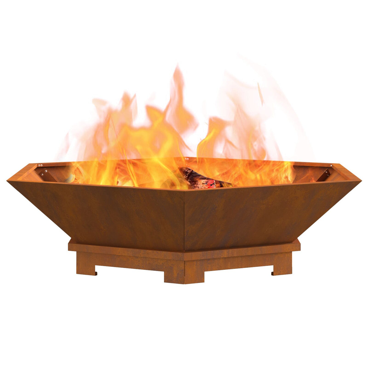 Feuerstelle sechseckig 100x100x28 cm Wetterfestes Stahl