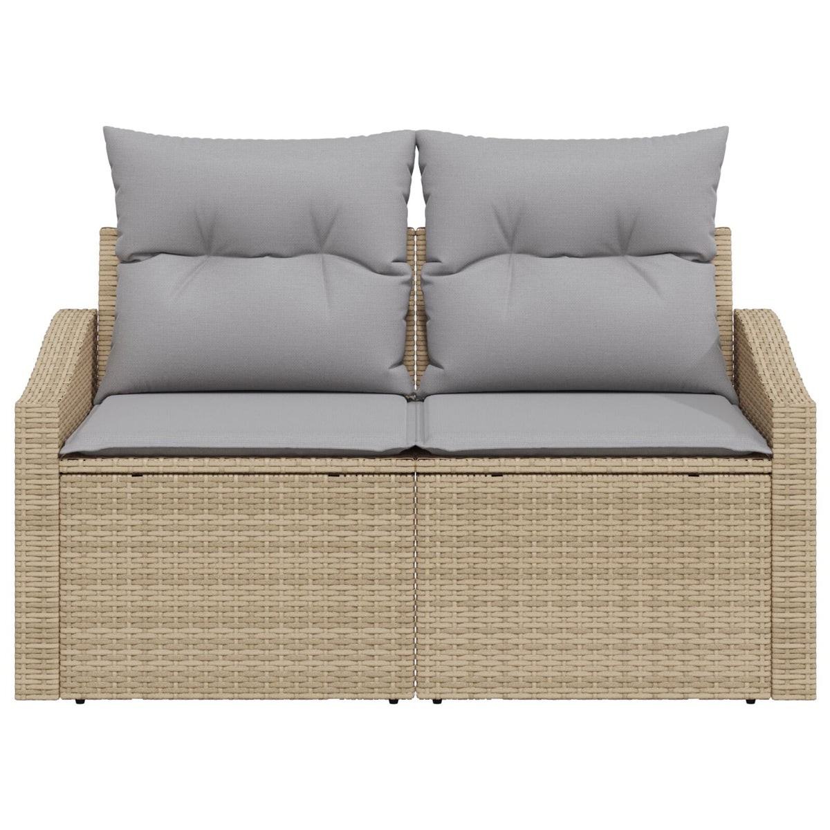 2-Sitzer Garten Sofa mit Stauraum und Kissen Beige Poly-Rattan