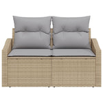 2-Sitzer Garten Sofa mit Stauraum und Kissen Beige Poly-Rattan