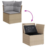 9-teiliges Garten Essgruppe mit Kissen Schwarz Poly Rattan