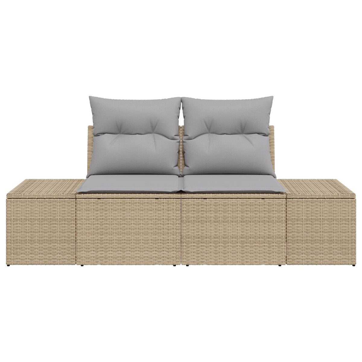 2-Sitzer Garten Sofa mit Stauraum & Kissen Beige Poly Rattan