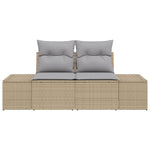 2-Sitzer Garten Sofa mit Stauraum & Kissen Beige Poly Rattan