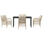 5-teiliges Garten Essgruppe mit Kissen Beige Poly Rattan