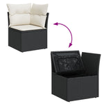 Garten Essgruppe Set von 6 Beige, Schwarz Rattan, Polyester Kissen