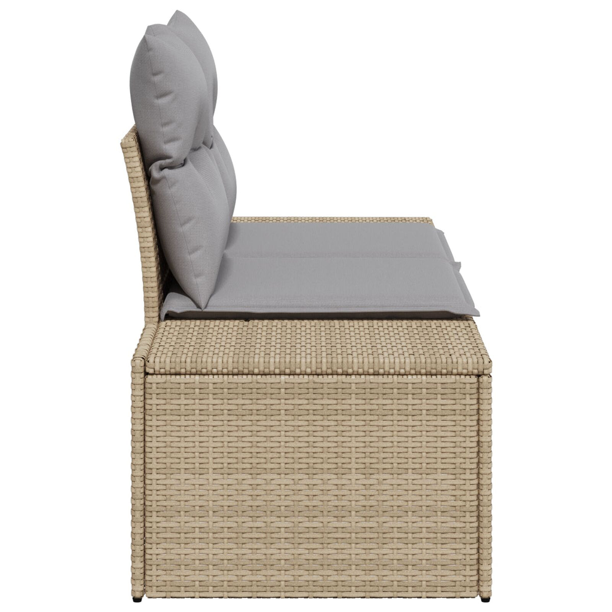 2-Sitzer Garten-Sofa mit Kissen Beige Poly Rattan