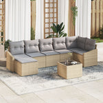 8-teiliges Garten-Essgruppe Set mit Kissen aus schwarzem Poly-Rattan