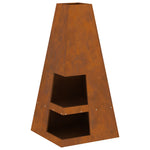 Feuerstelle mit Holzlager 50x50x100 cm Wetterstahl