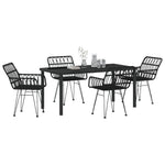 5-teilige Garten-Essgruppe Schwarz Poly Rattan