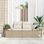 2-Sitzer Garten-Sofa mit Kissen Beige Poly Rattan