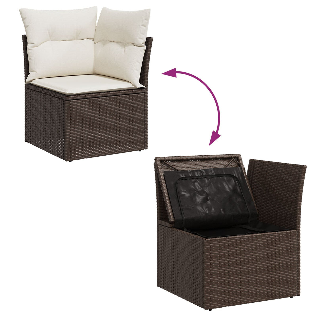6-teiliges Garten Essgruppe mit Kissen braun Poly Rattan