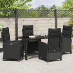 5-teilige Garten-Essgruppe mit Kissen Schwarz Poly-Rattan