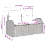 2-Sitzer Garten Sofa mit Stauraum & Kissen Schwarz Poly Rattan