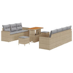 10-teilige Garten Sofa Set mit Kissen Beige Poly Rattan Akazie, vidaXL 3-teilige Garten Essgruppe mit Kissen Beige Poly Rattan Akazie
