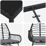 9-teiliges Garten-Essgruppen-Set mit Kissen Schwarz Poly Rattan