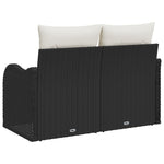 2-Sitzer Gartensofa mit Stauraum und Kissen Schwarz Poly Rattan