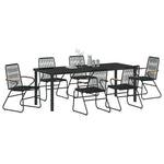 7-teilige Garten-Essgruppe Schwarz PVC-Rattan