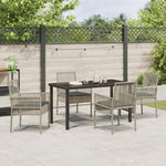 5-teiliges Garten-Essgruppen-Set mit Kissen Hellgrau Poly Rattan