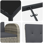 3-teilige Garten-Essgruppe mit Kissen Grau Poly Rattan
